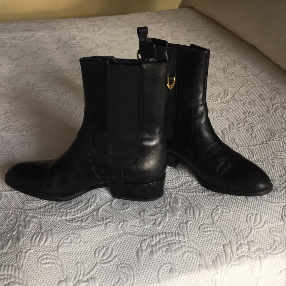 Lauren black calf height leather boots